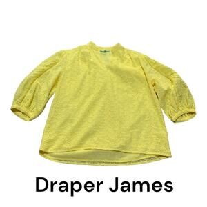 Draper James womens small bright yellow eyelet lace shirt top lined cute reese p
